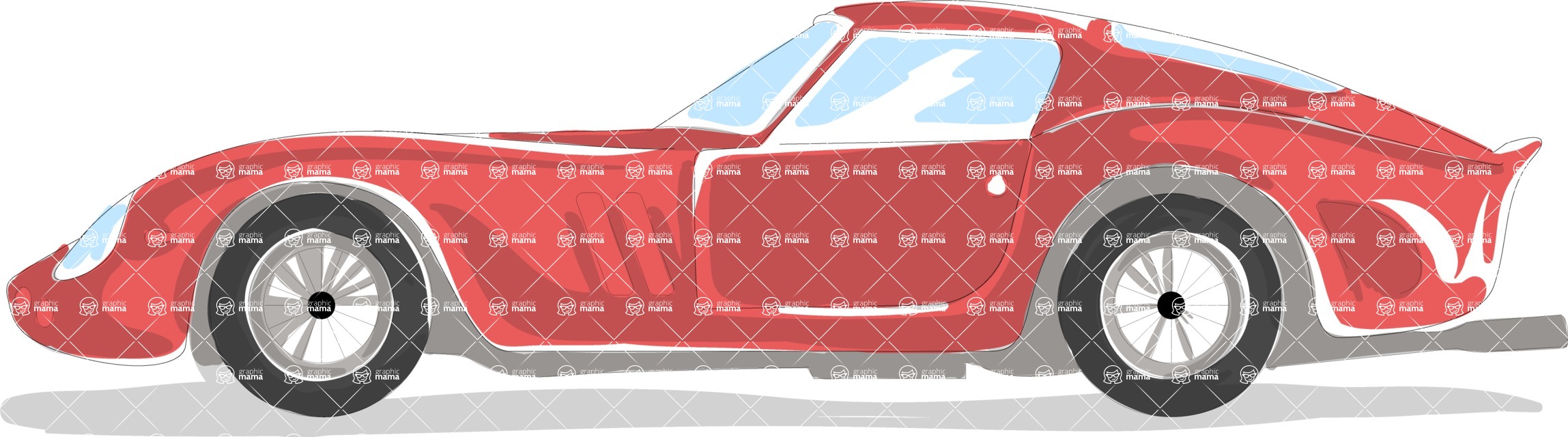 Italy Themed Graphic Collection - Sports Car Drawing Vector